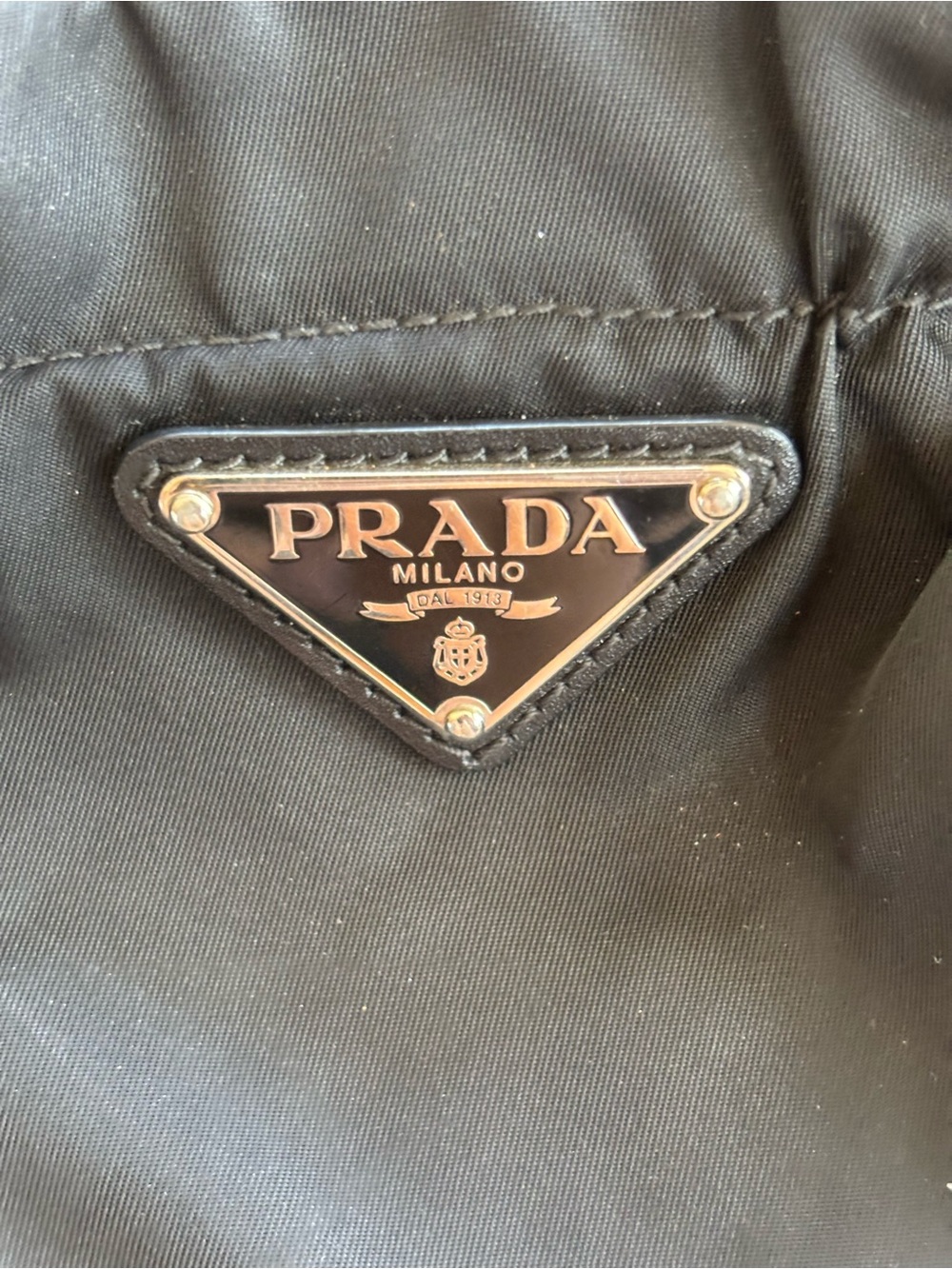 Prada Black Tessuto Gaufre Nylon Gathered 2-Way Tote Bag 13.5"x12” - Picture 5 of 8